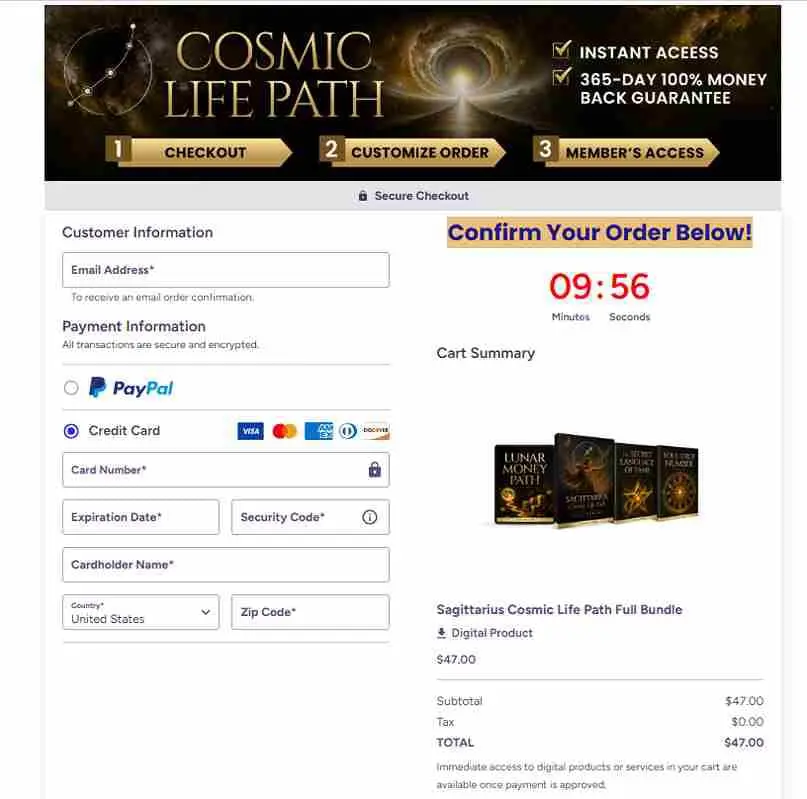 Cosmic Life Path Reading Order Page